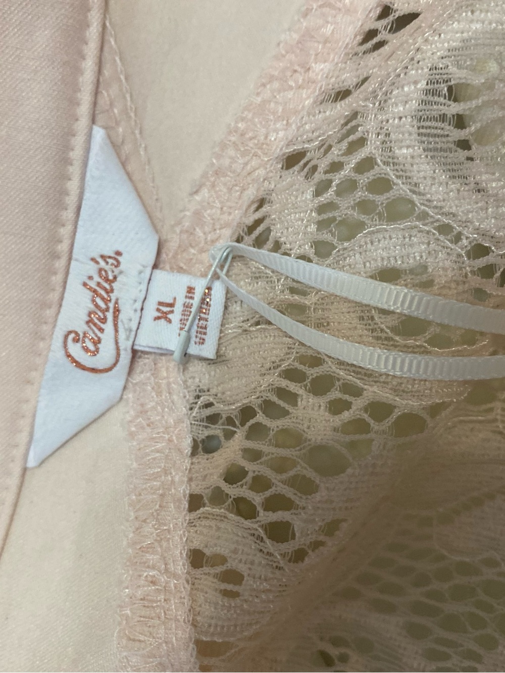 Candie's Pink Lace Moto Jacket Women's XL NWT Asymmetrical Rose Gold Zip - Picture 11 of 13